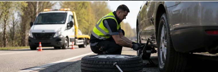 Wymiana koła na drodze przez technika HolExpert